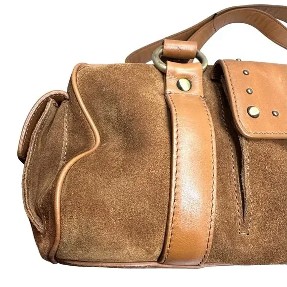 NWT Vintage Donald Pliner camel leather and suede shoulder purse - Picture 7 of 16